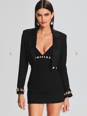 Retrofete Black Mini Dress with Crystal Trim